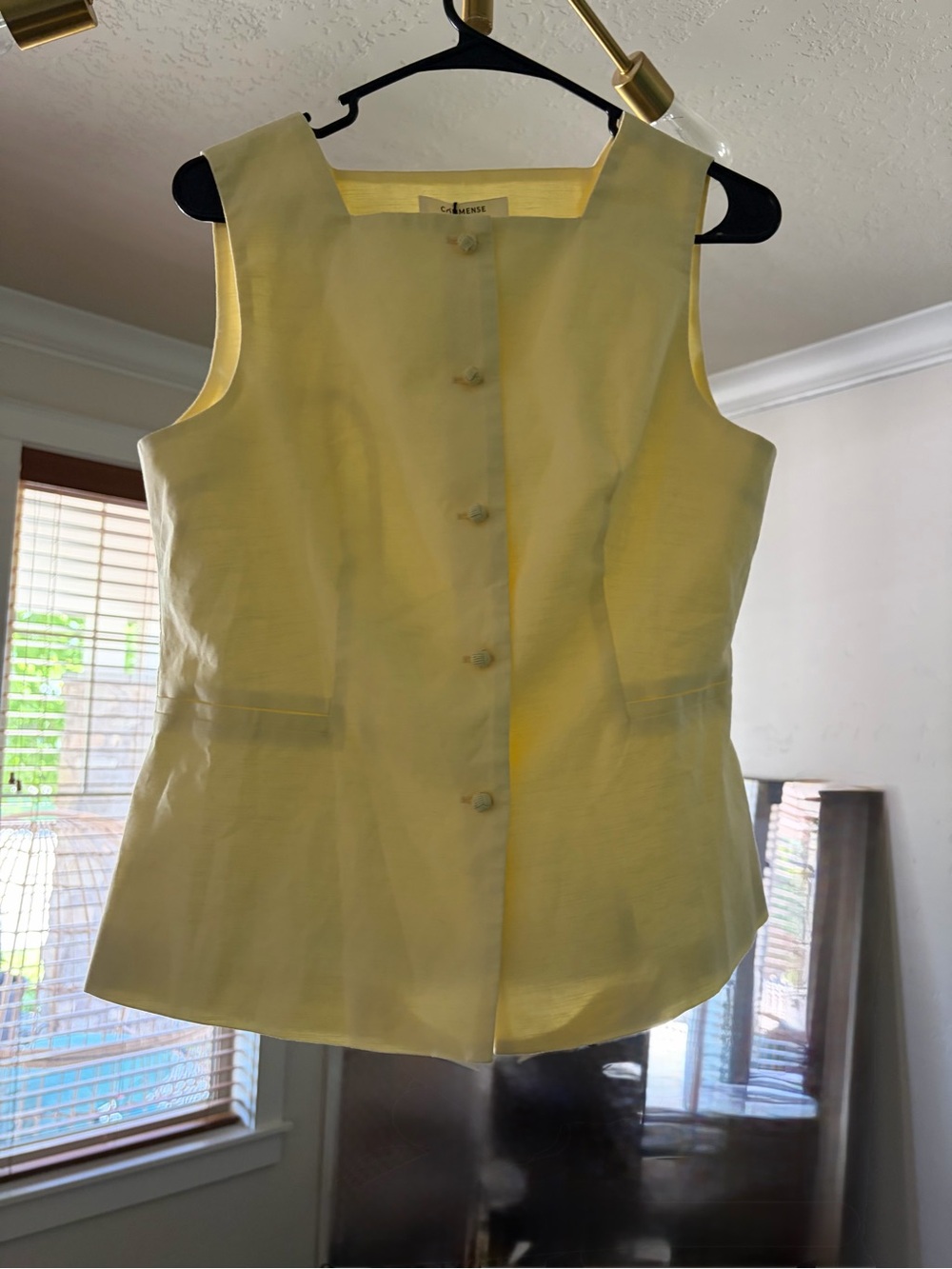Commense Light Yellow Sleeveless Button Front Top - Picture 2 of 4